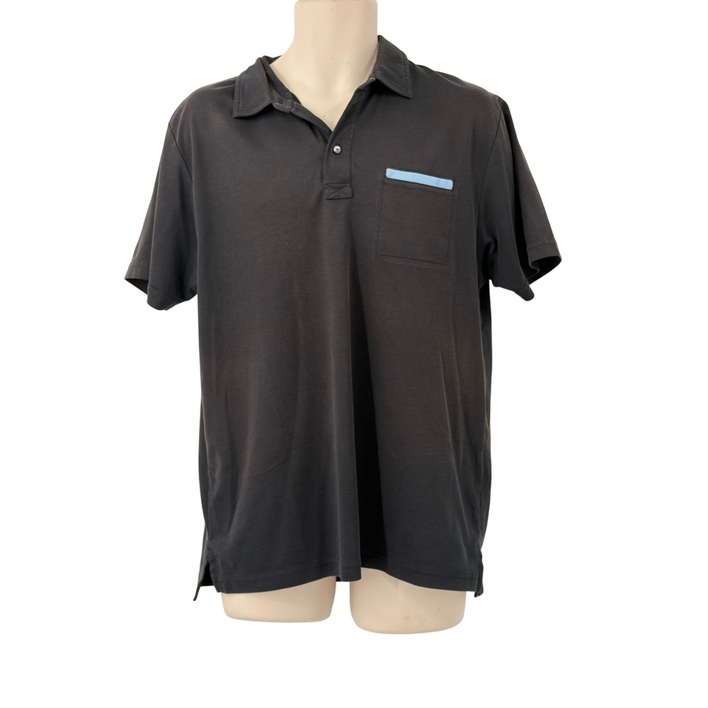 Travis Mathew Mens Black Pima Cotton Blend Short Sleeve Pocket Golf Polo Shirt L